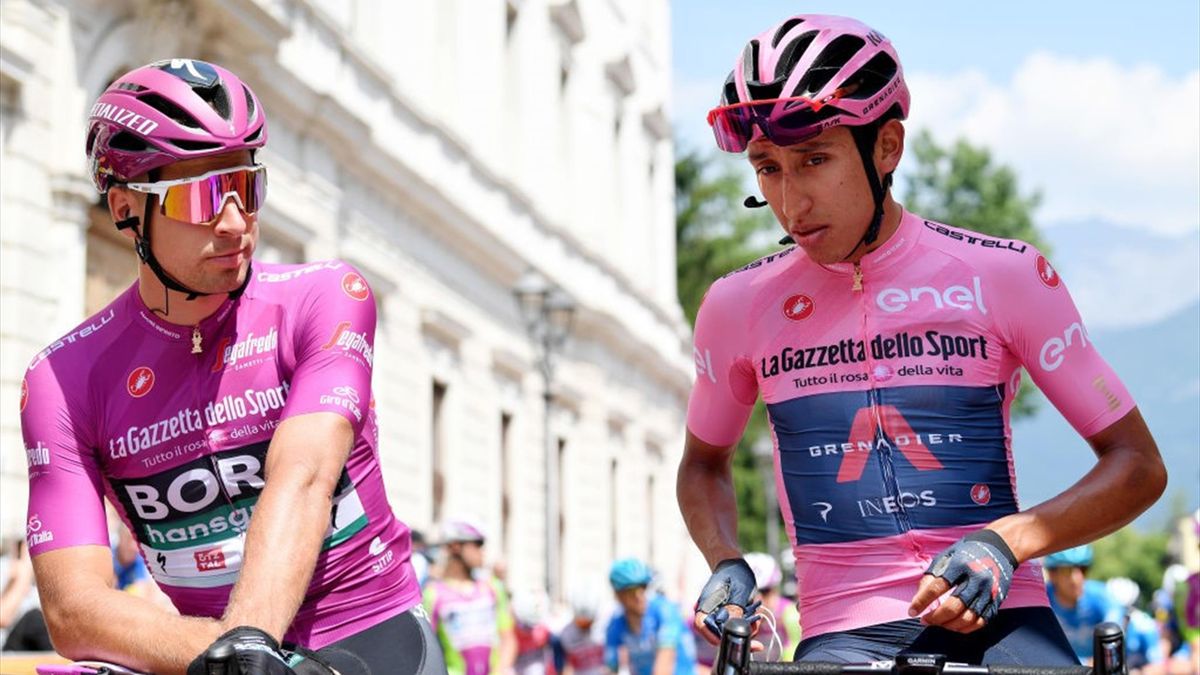 Peter Sagan e Egan Bernal alla partenza da Rovereto (18a tappa) - Giro d'Italia 2021