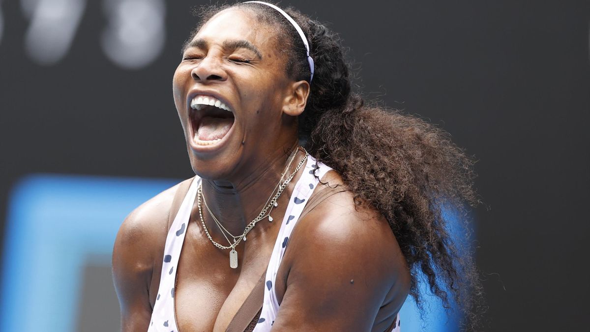 Serena Williams of the United States in action during her Women's Singles third round match against Qiang Wang of China on day five of the 2020 Australian Open at Melbourne Park on January 24, 2020