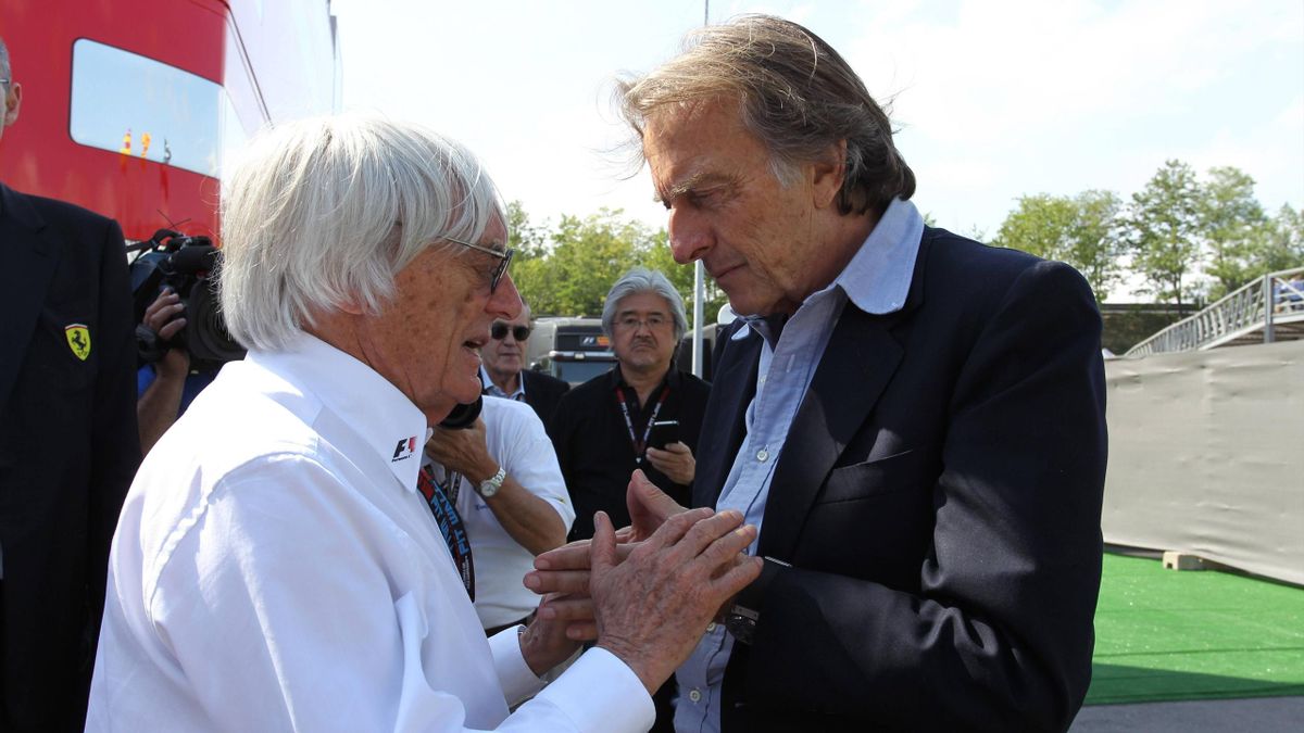 Ecclestone y Montezemolo hablando antes de un Gran Premio