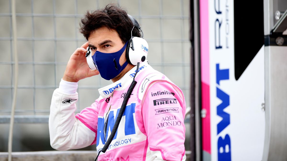 Sergio Perez of Mexico and Racing Point looks on during practice for the F1 Grand Prix of Hungary at Hungaroring on July 17, 2020 in Budapest, Hungary.