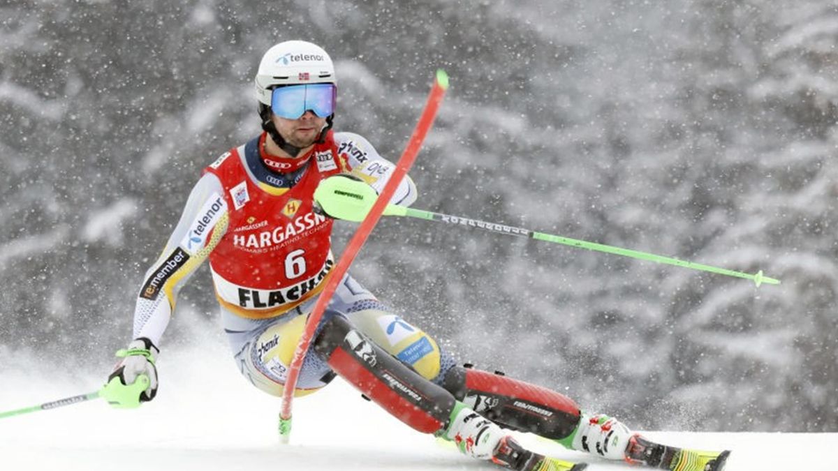 Sebastian Foss-solevaag of Norway in action during the Audi FIS Alpine Ski World Cup Men's Slalom in January 17, 2021 in Flachau