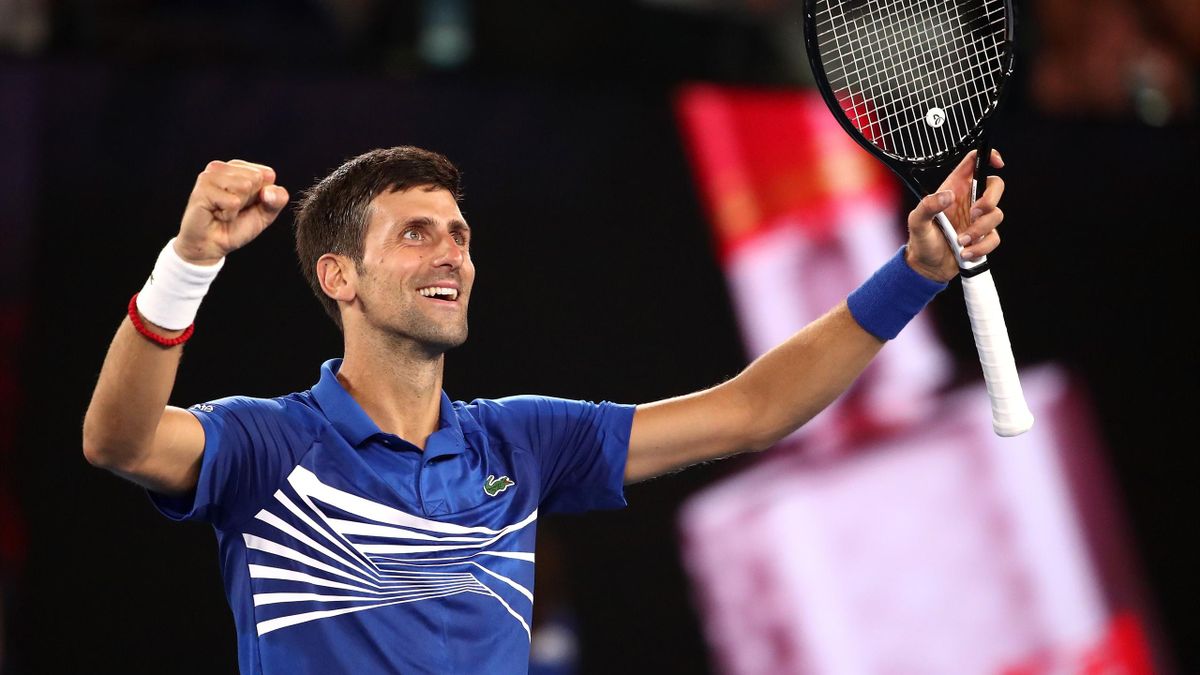 Novak Djokovic celebra su pase a la gran final del Open de Australia 2019 que le enfrentará a Rafa Nadal