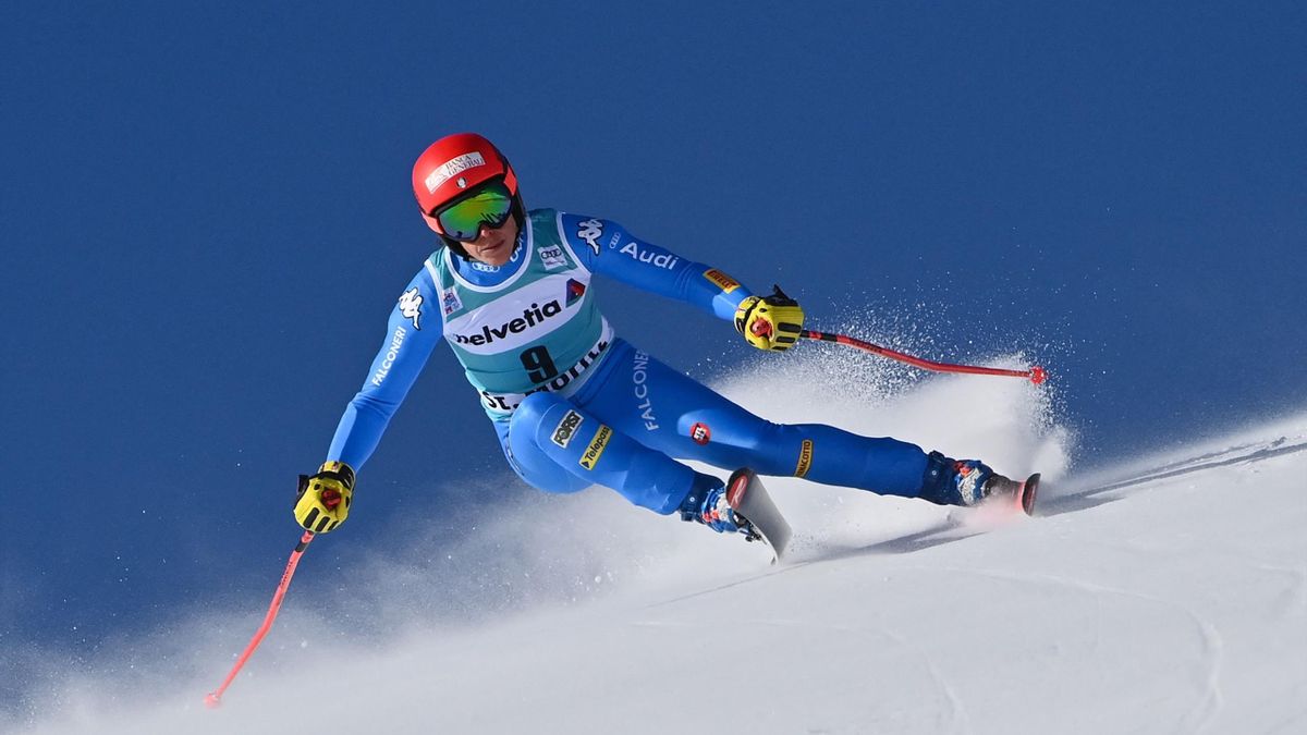Federica Brignone lors du deuxième Super-G de St. Moritz, le 12 décembre 2021