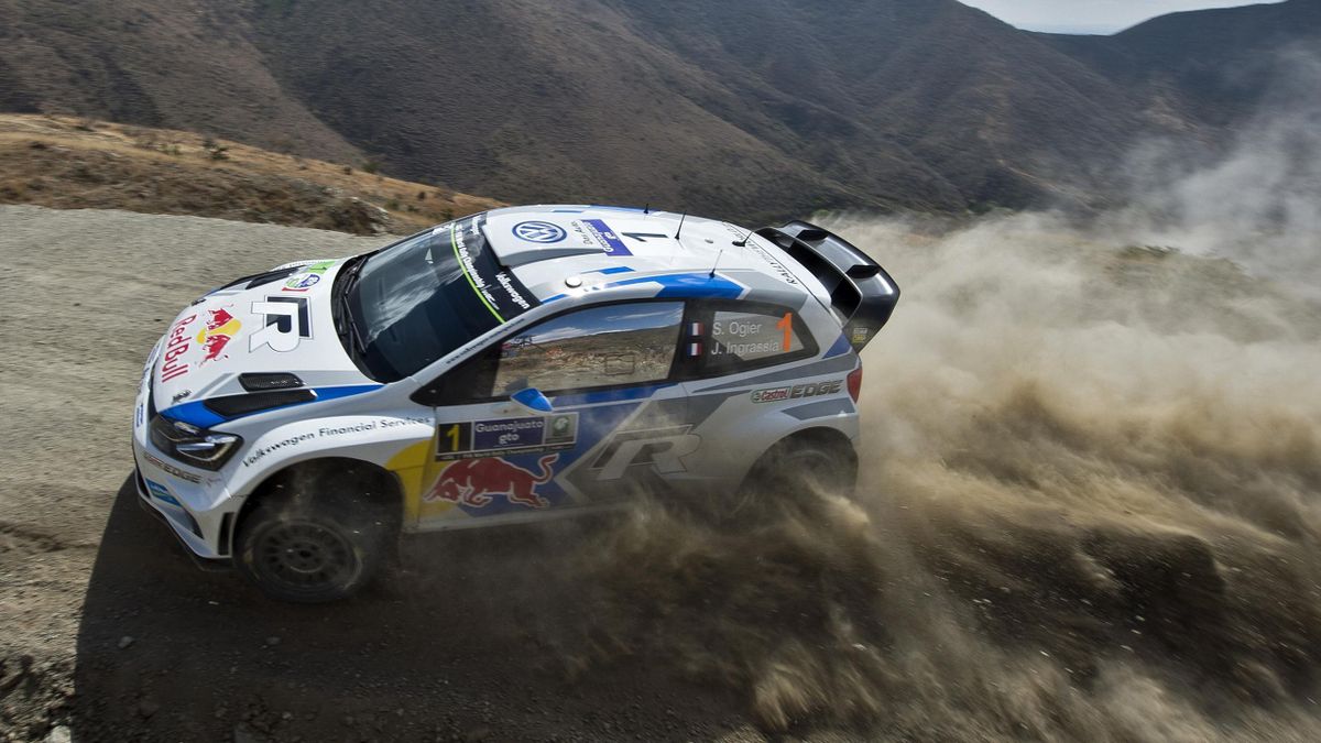 French Sebastien Ogier steers his Polo R WRC, during the second day of the 2014 FIA World Rally Championship in Leon, Guanajuato state, Mexico (AFP)