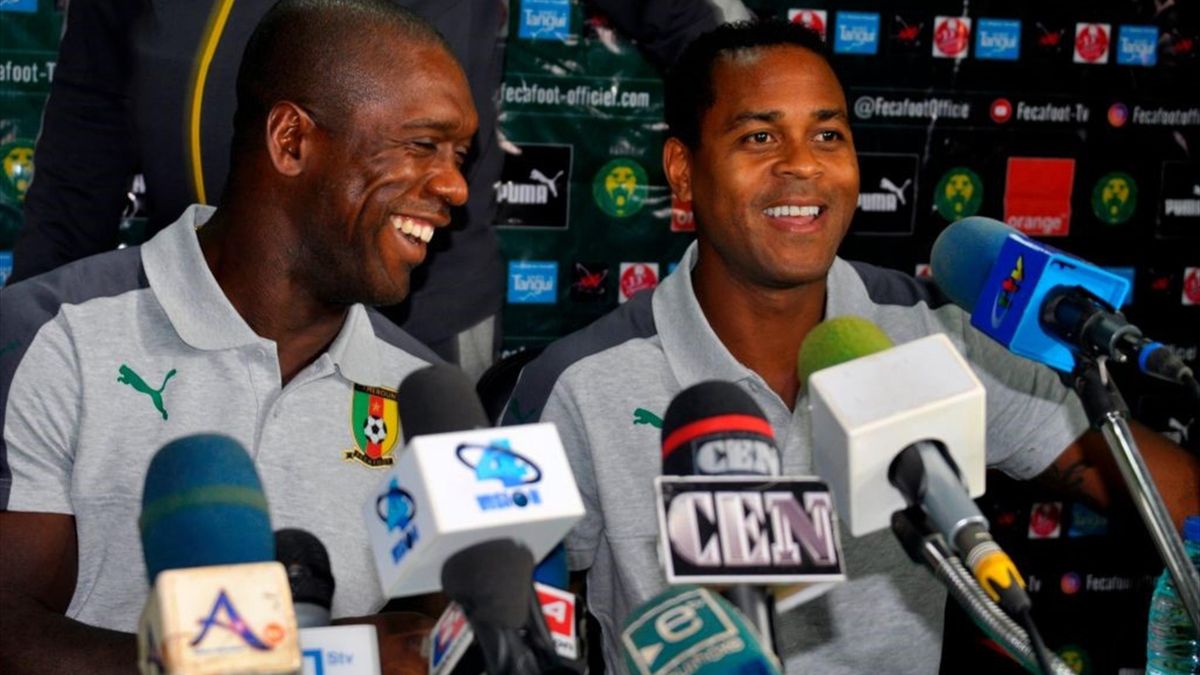 Clarence Seedor, Patrick Kluivert - Cameroon coach press conference 2018 - Getty Images