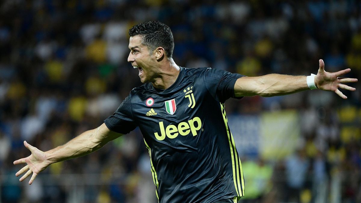 La joie de Cristiano Ronaldo (Juventus), buteur contre Frosinone.