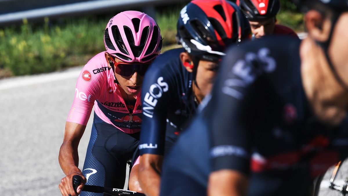 Egan Arley Bernal Gomez of Colombia and Team INEOS Grenadiers Pink Leader Jersey during the 104th Giro d'Italia 2021, Stage 17 a 193km stage from Canazei to Sega di Ala 1246m