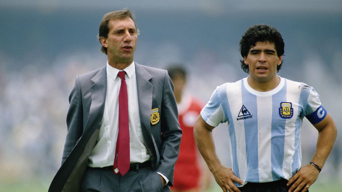 Carlos Bilardo et Diego Maradona lors de la Coupe du monde 1986