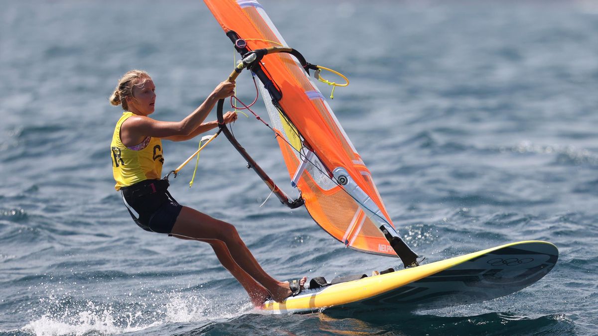 Emma Wilson is guaranteed at least an Olympic windsurfing bronze medal