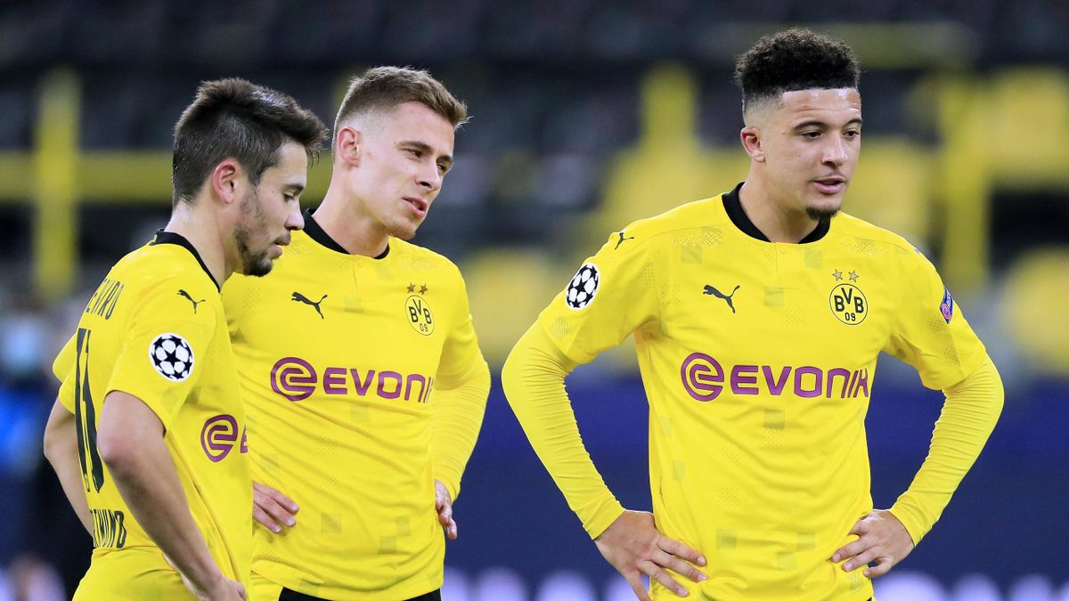 Raphael Guerreiro, Thorgan Hazard und Jadon Sancho (von links; Borussia Dortmund)