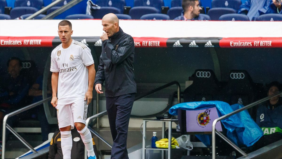 Zinedine Zidane avec Eden Hazard avec le Real Madrid, 2019
