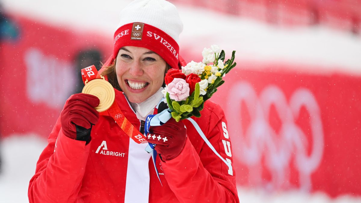 Michelle Gisin won goud bij het combinatieskiën