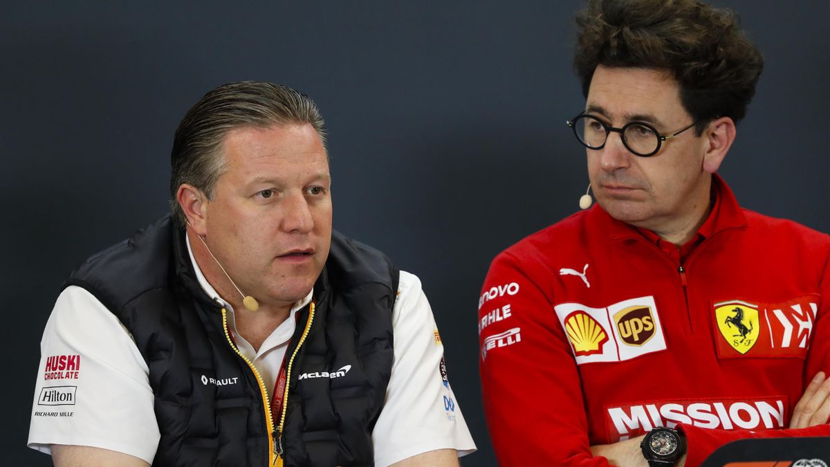 McLaren-CEO Zak Brown și șeful Ferrari Mattia Binotto
