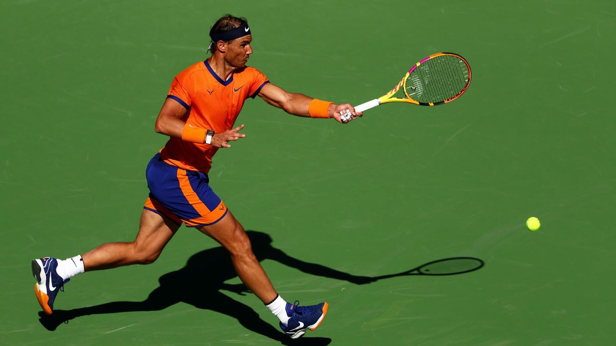 Rafa Nadal en su partido de segunda ronda de Indian Wells 2022