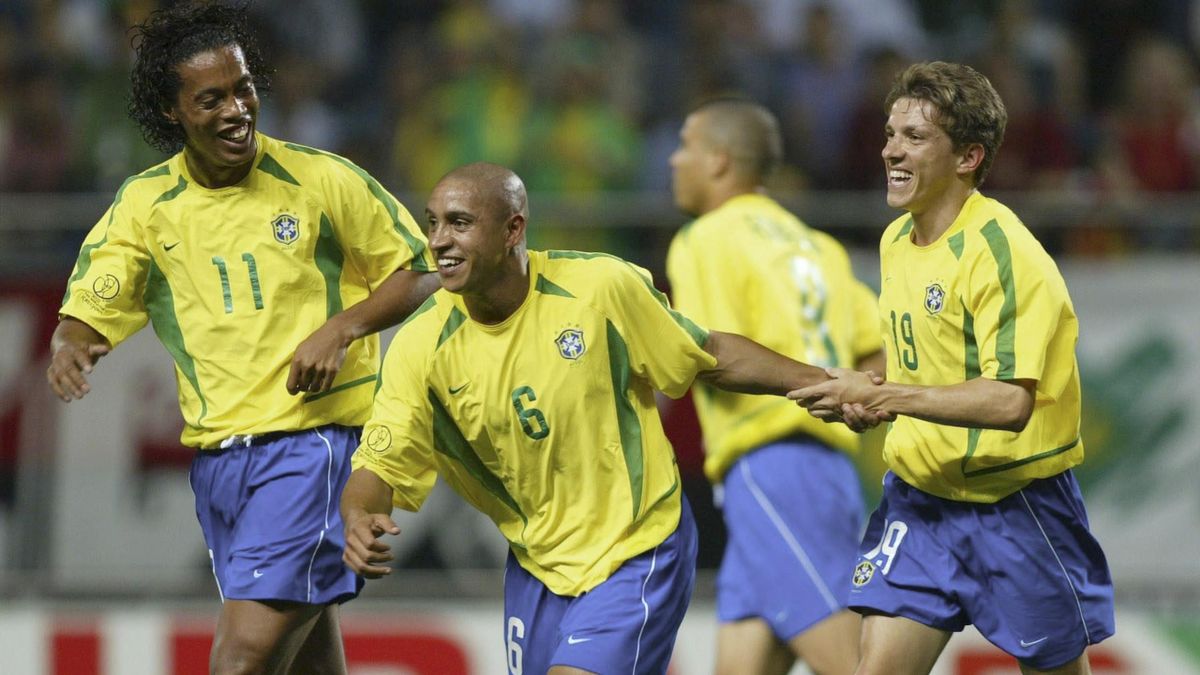 Ronaldinho, Roberto Carlos und Juninho Paulista (von links) - Brazil