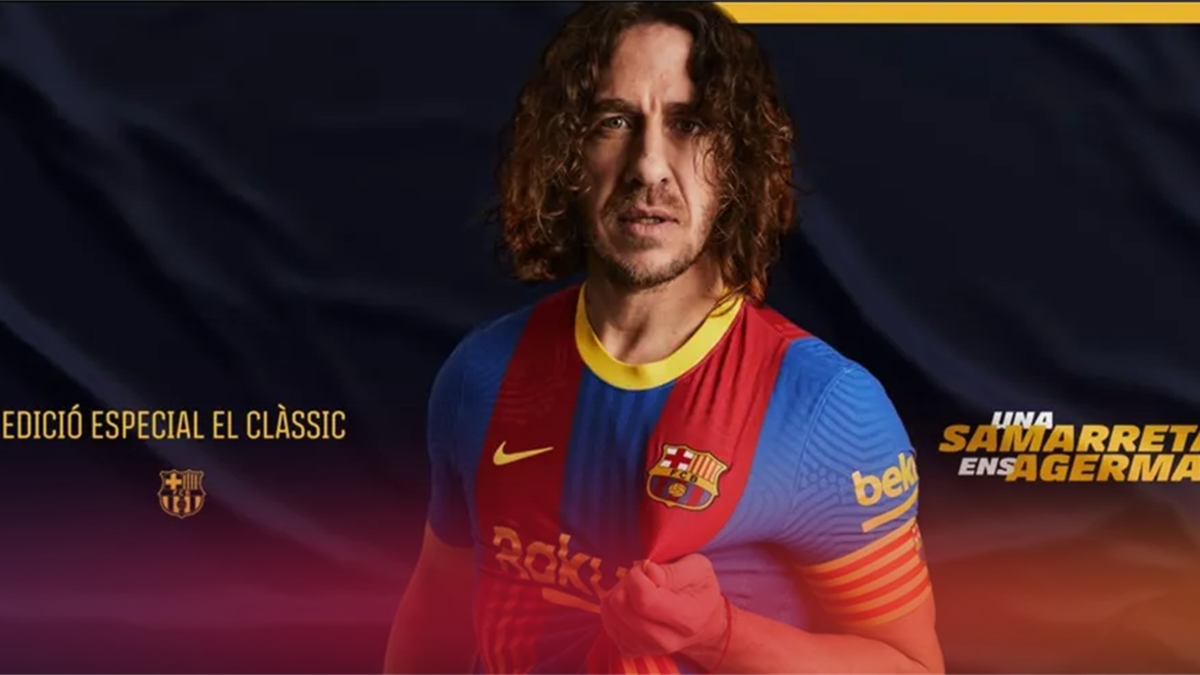 La senyera y Carles Puyol la camiseta que el Barca lucira en el Bernabeu Eurosport