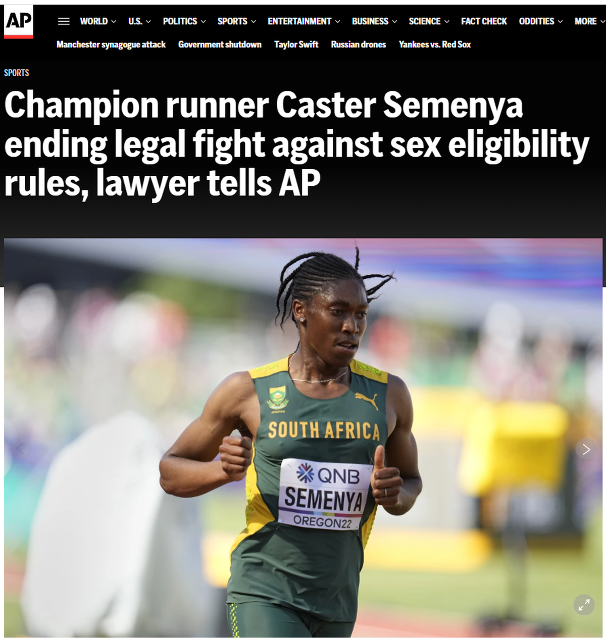 Lekkoatletyka. Caster Semenya kończy batalię sądową z World Atlhletics ...