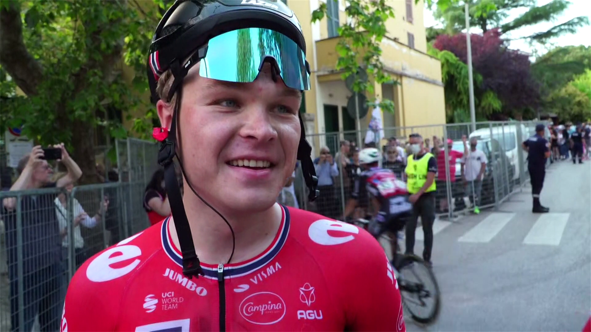 Giro d'Italia: Stage 10 - Tobias Foss interview at finish (eng)