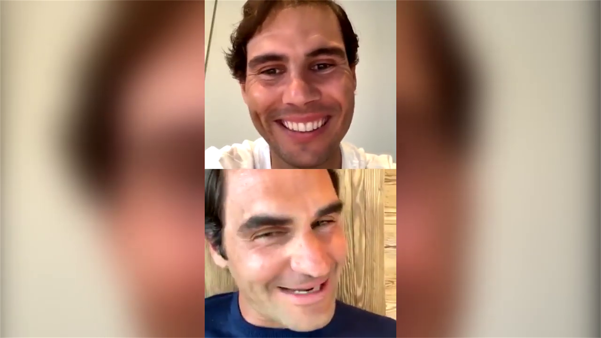 Nadal and Federer chatting on Instagram Live