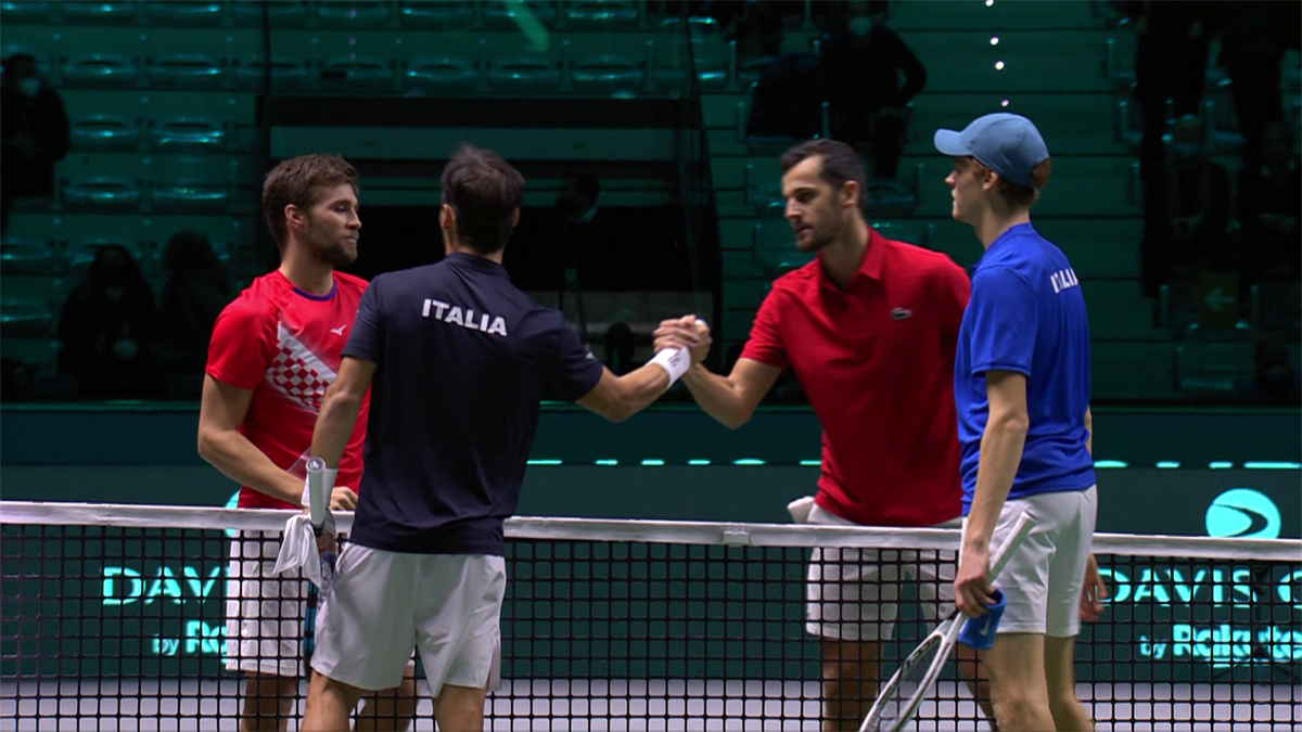Davis Cup : Sinner and Fognini( Italy) v Metkic and Pavic (Croatia) Match Highlights