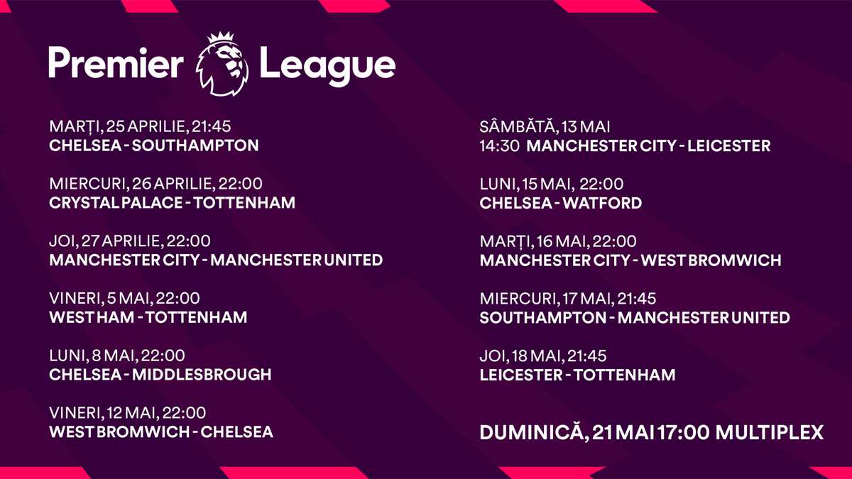 Meciurile Premier League mai 2017