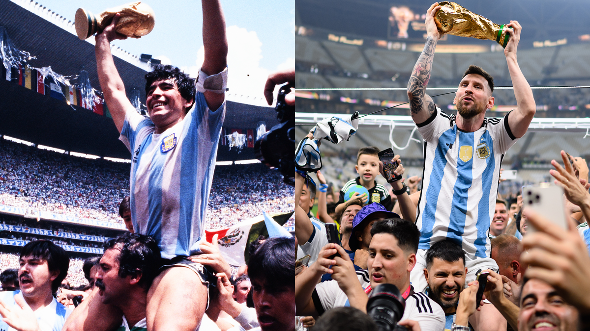 Mundial Qatar 2022 | Messi repite la icónica foto de Maradona en el 86 con Agüero aupándole en hombros - Eurosport