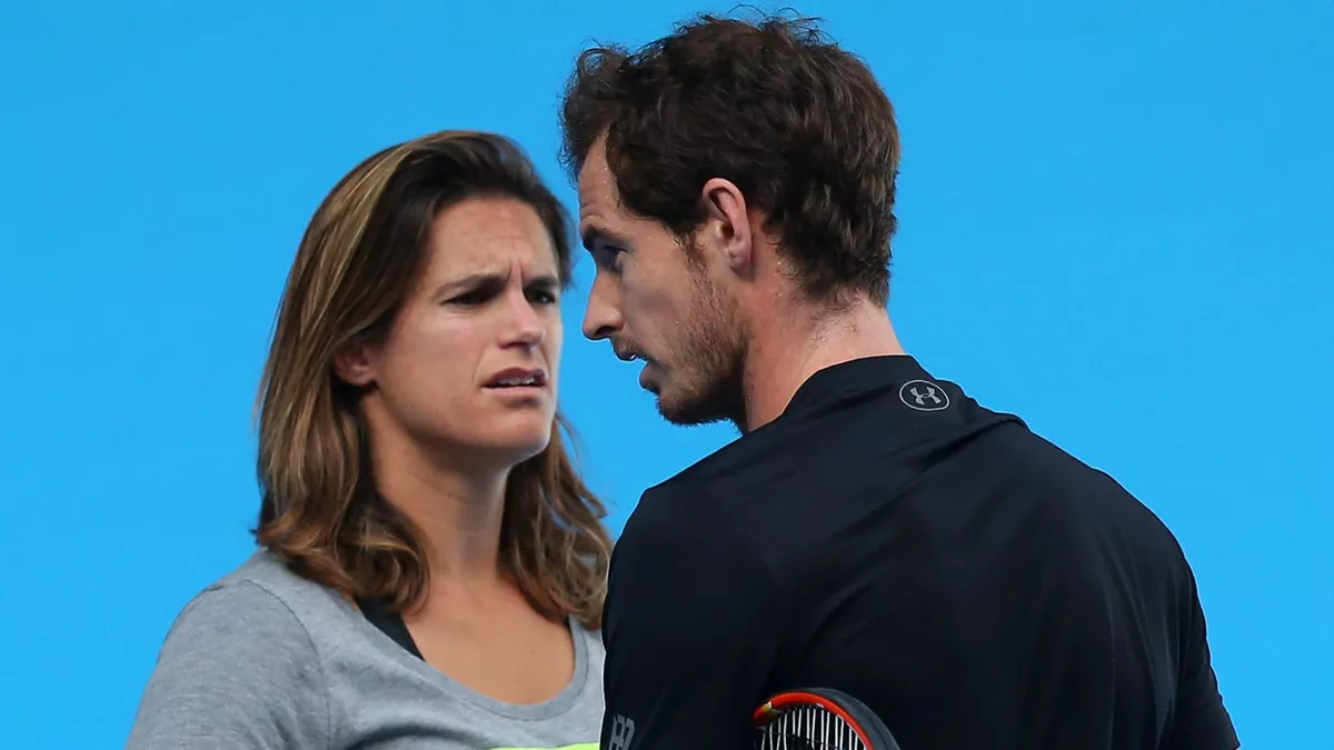 Amelie Mauresmo chats to Andy Murray