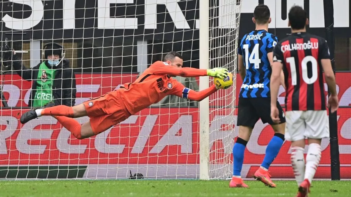 Handanovic save in Milan derby