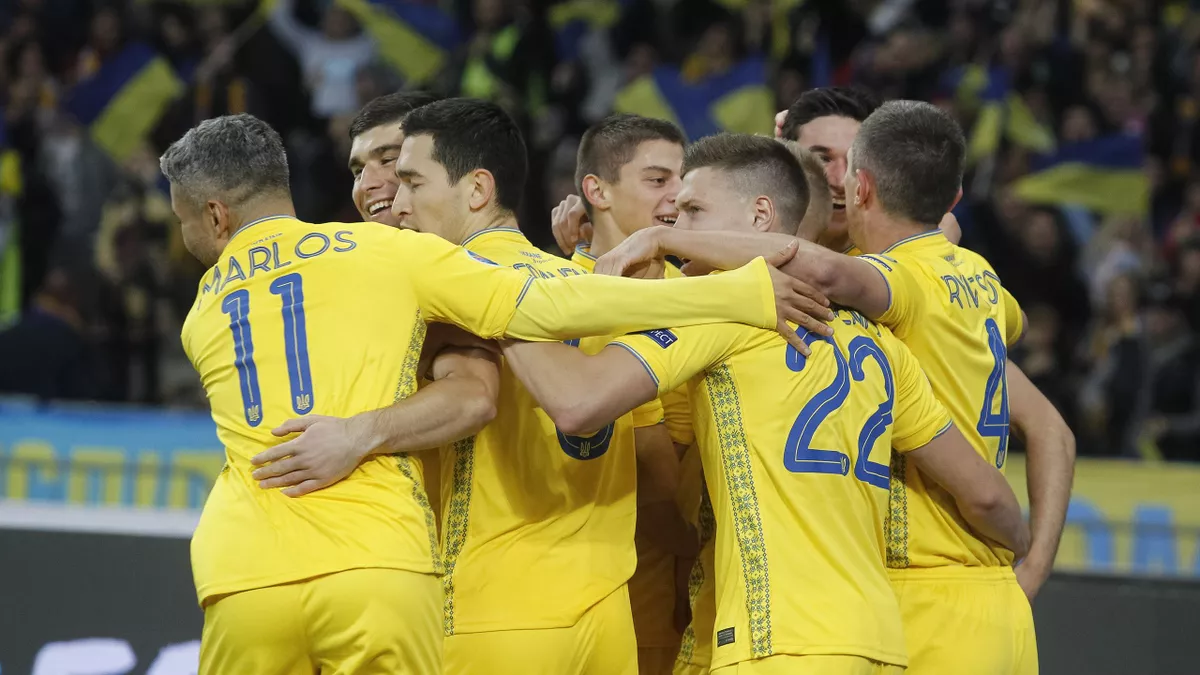 Les joueurs de l'Ukraine, qui mènent contre le Portugal