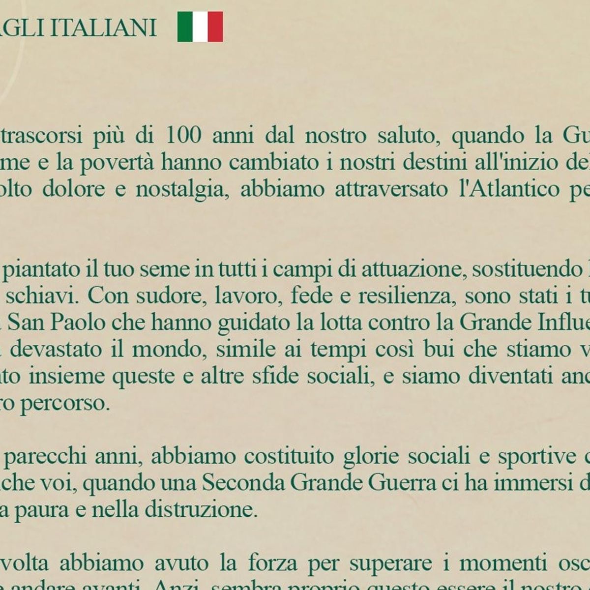 Palmeiras, una lettera che commuove l'Italia: 