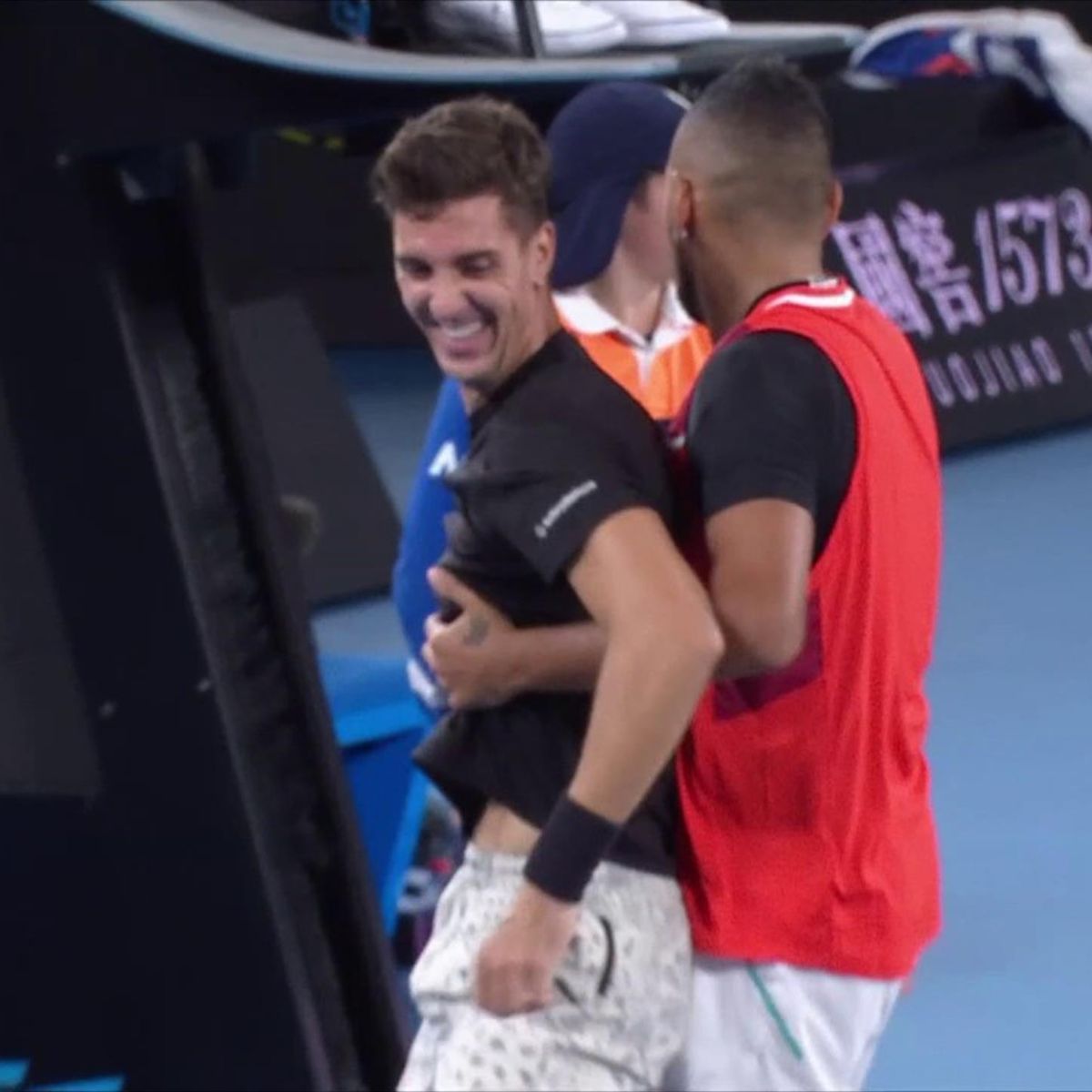 Nick Kyrgios sprints over to Thanasi Kokkinakis fearing hes injured, ends with big hug in Australian Open final - Tennis video