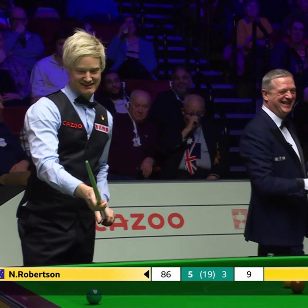 World Snooker Championship 2023 Funny moment as referee drops ball during Neil Robertson v Wu Yize match - Snooker video