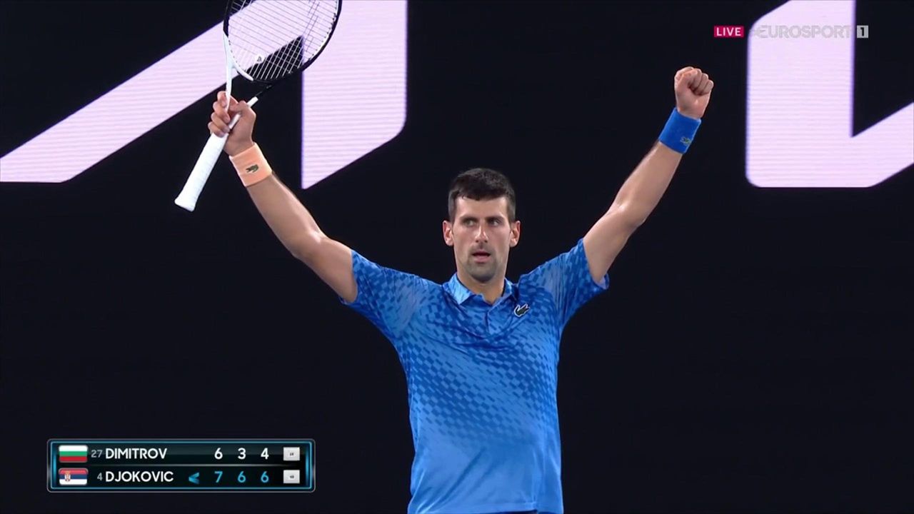 Watch the moment Novak Djokovic wins convincingly in three sets against Grigor Dimitrov at Australian Open - Tennis video