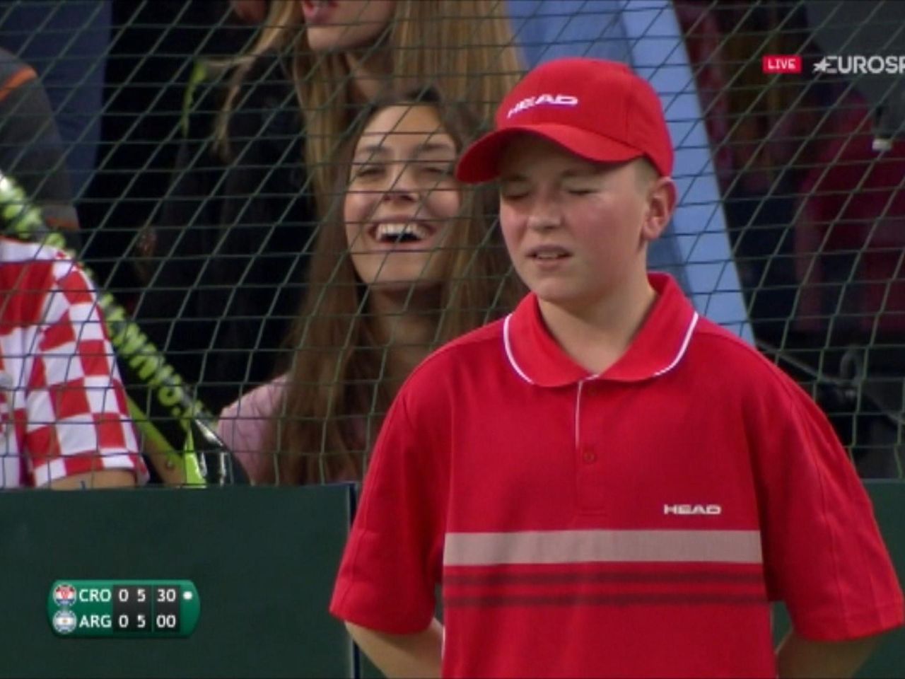 Ball Boy Gets Hit By Marin Cilic Serve Courageously Continues In Davis Cup Final Tennis Video Eurosport