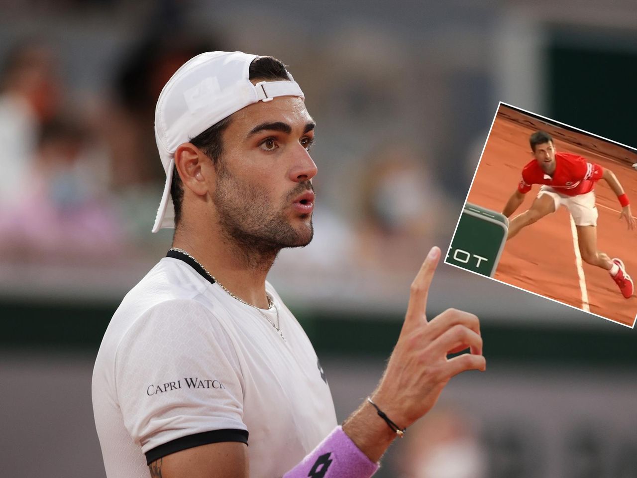 French Open Oh No Matteo Berrettini Makes Crazy Mistake After Incredible Novak Djokovic Save Eurosport