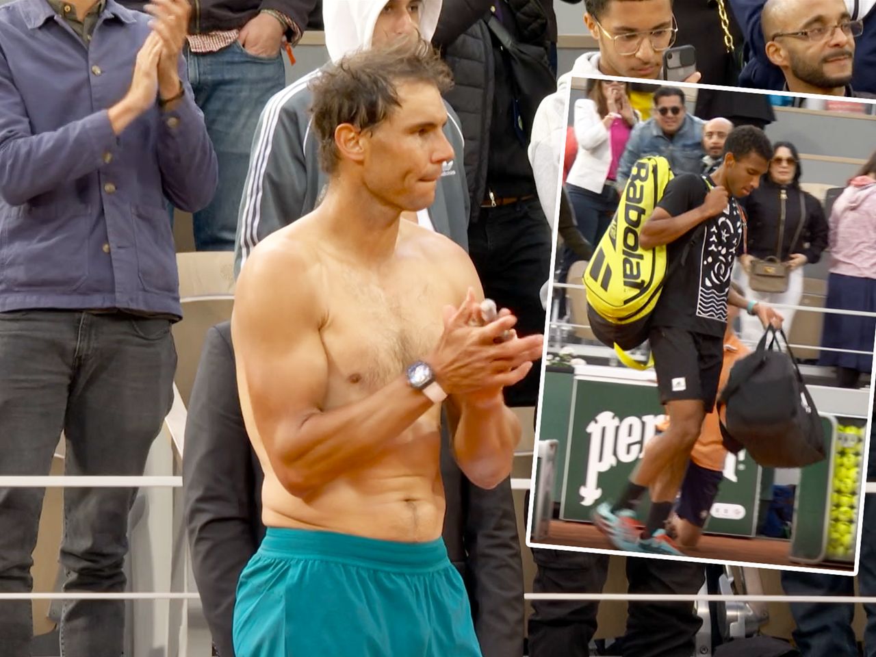Rafael Nadal applauds Felix Auger-Aliassime off the court in classy gesture after epic French Open match - Tennis video