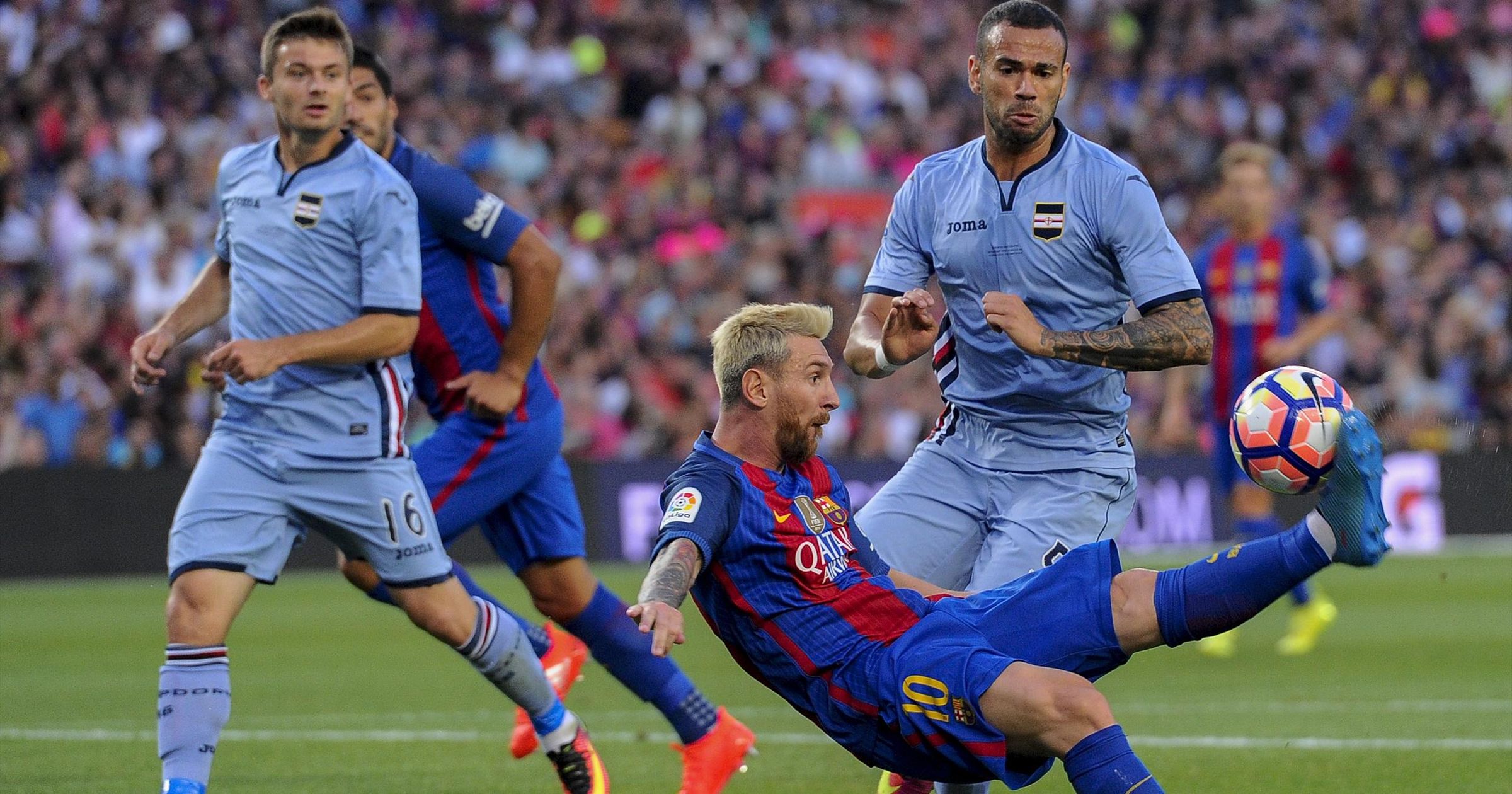 Messi show Sampdoria ko 3 2 nel trofeo Gamper ma che gol di Budimir Eurosport