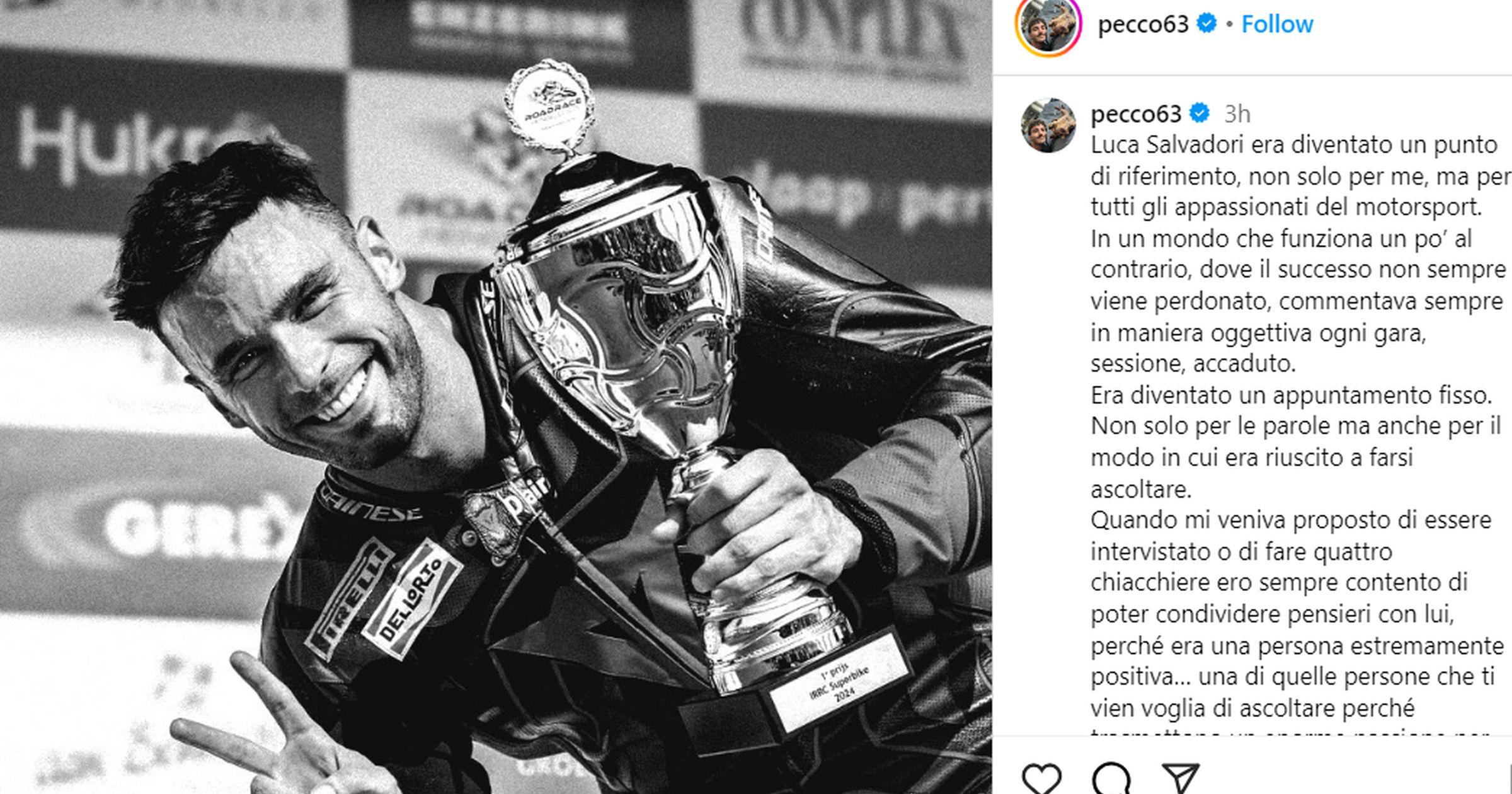 Pecco Bagnaia ricorda Luca Salvadori: “Un punto di riferimento ...