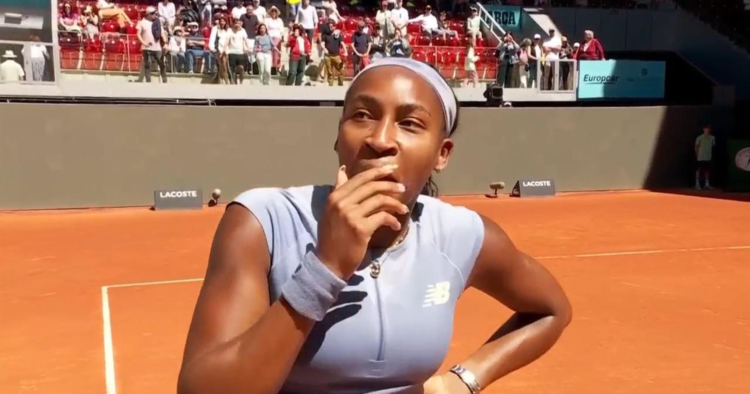 Moment: Gauff silenced as Spain's power outage ends post-game interview - Tennis video - Eurosport