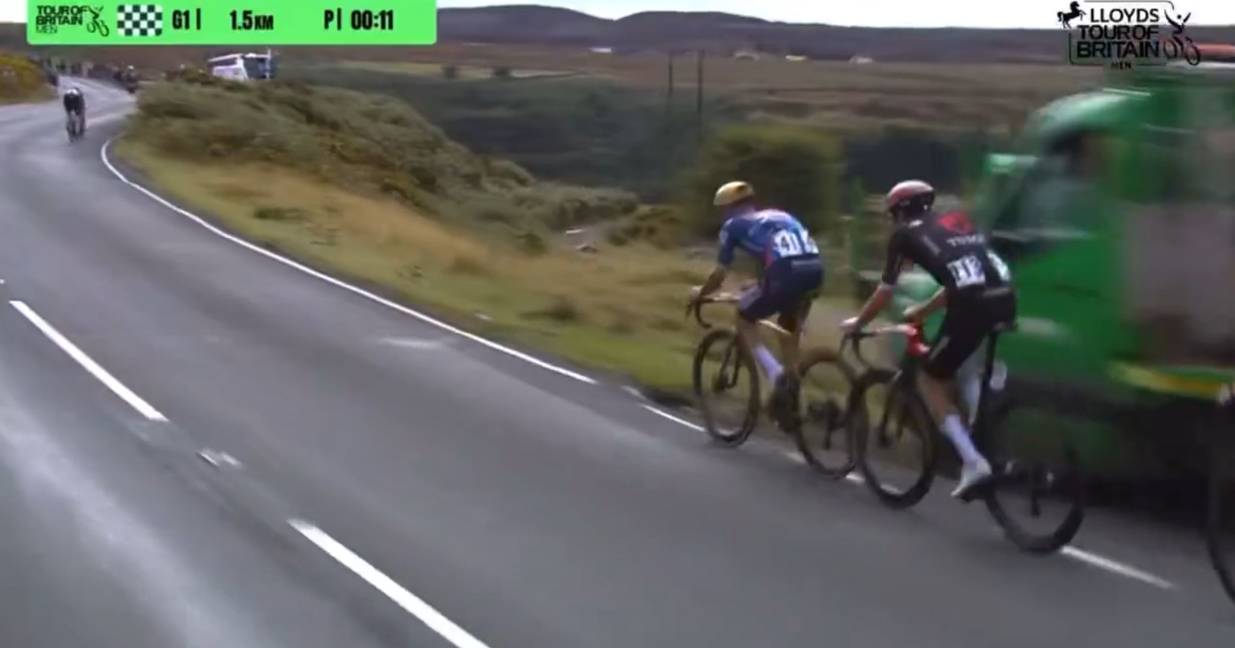 Vuelta a Gran Bretaña 2025 | La fea acción de Remco Evenepoel en la 5ª etapa por la que fue sancionado: Realizó un 'brake check' ante Mathys Rondel - Cycling video - Eurosport