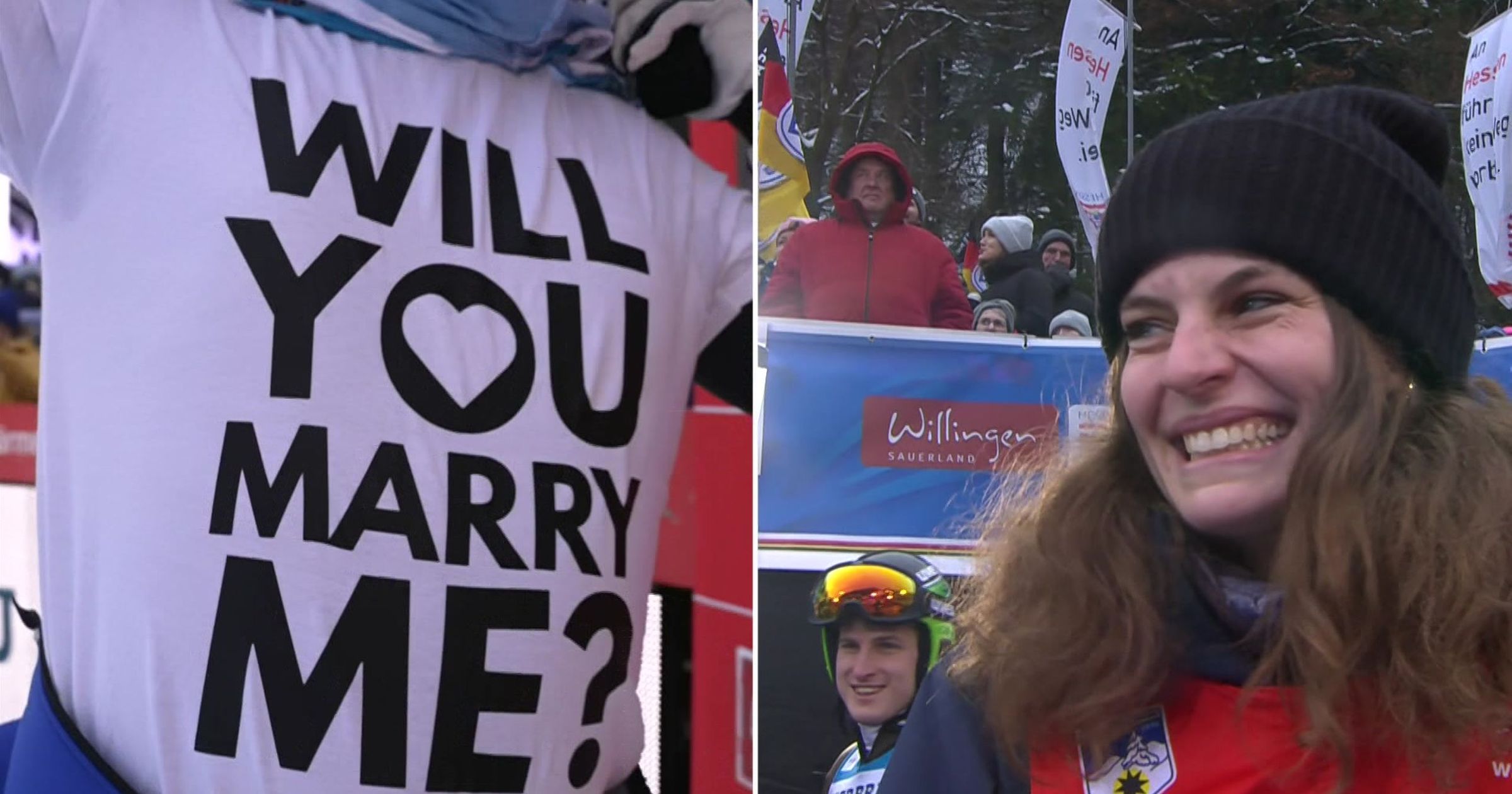 Megható és aranyos pillanatok: a verseny előtt kérte meg párja kezét az előugró Kép