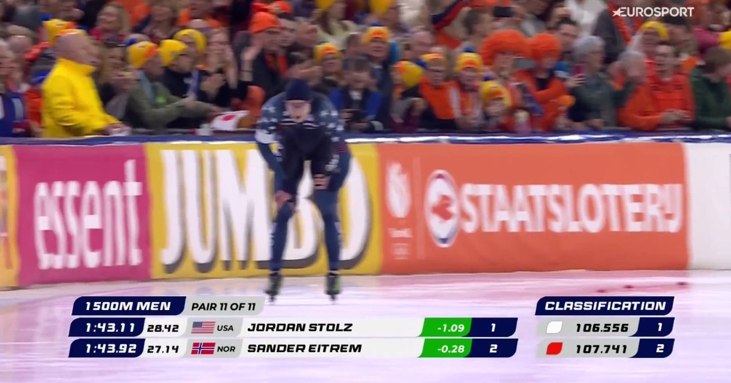 Jordan Stolz en Sander Eitrem leveren een vermakelijke 1.500 meter af ...
