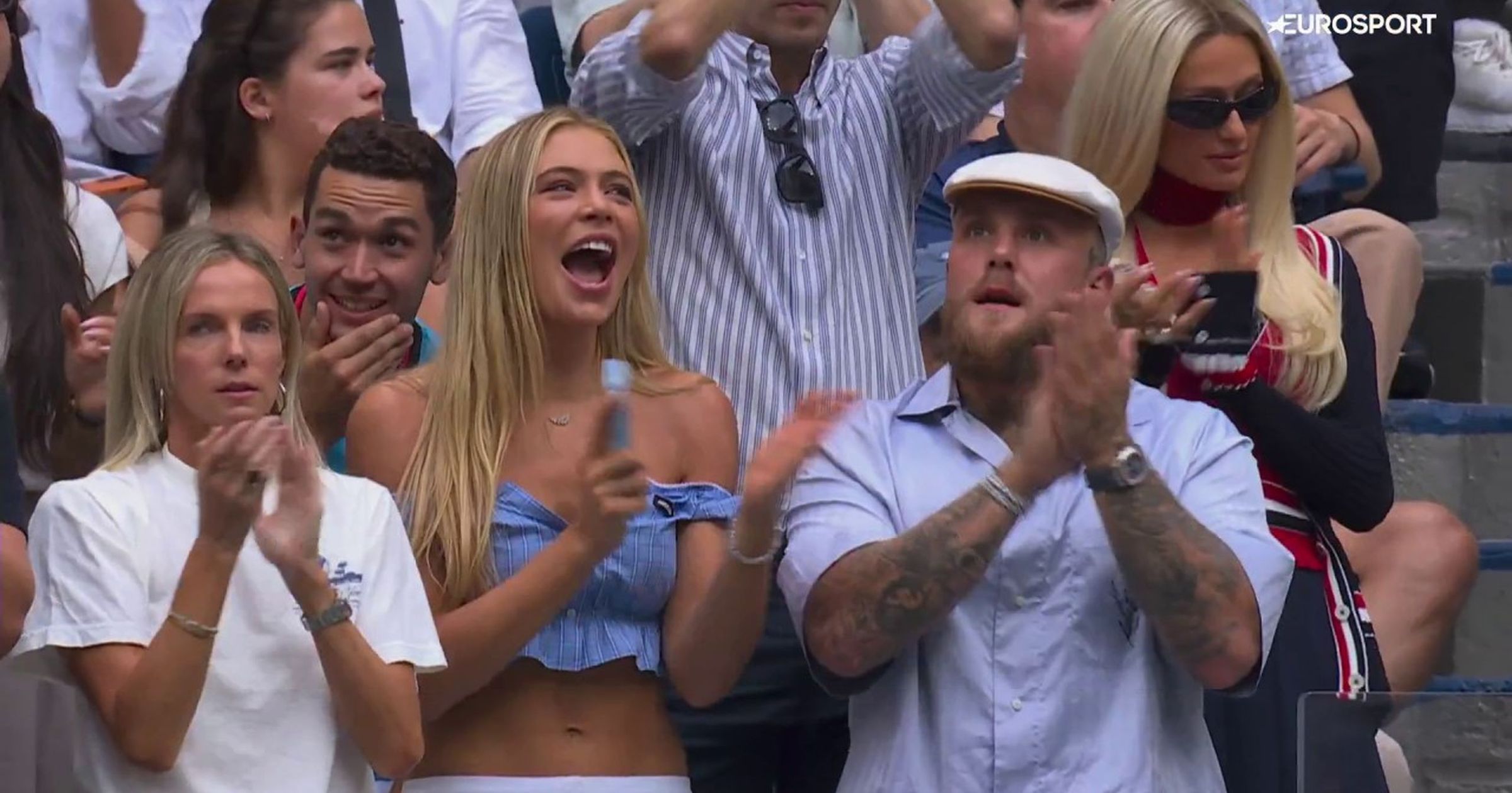 Jutta Leerdam en Jake Paul moedigen Aryna Sabalenka aan tijdens finale US Open tegen Elena Rybakina