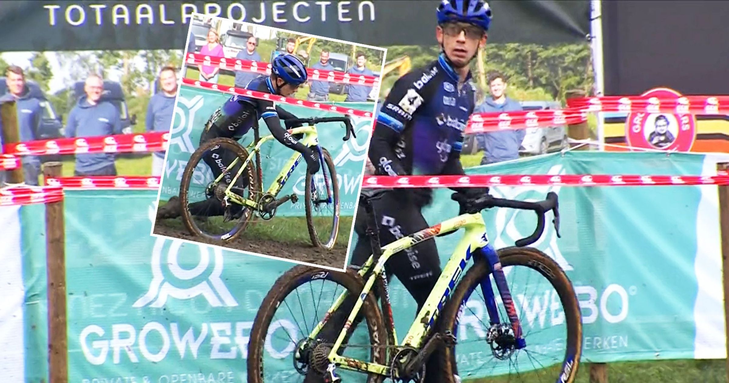 ああ！ラース・ファン・デル・ハールがレース中、自転車のサドルを使って肩を後ろに跳ね返すワイルドな瞬間、ワウト・ファン・アールトが優勝