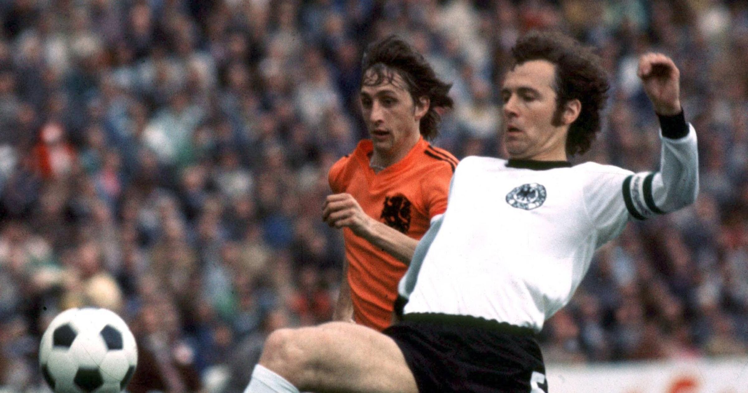 Un panneau publicitaire pour la finale de la coupe du monde de 1974