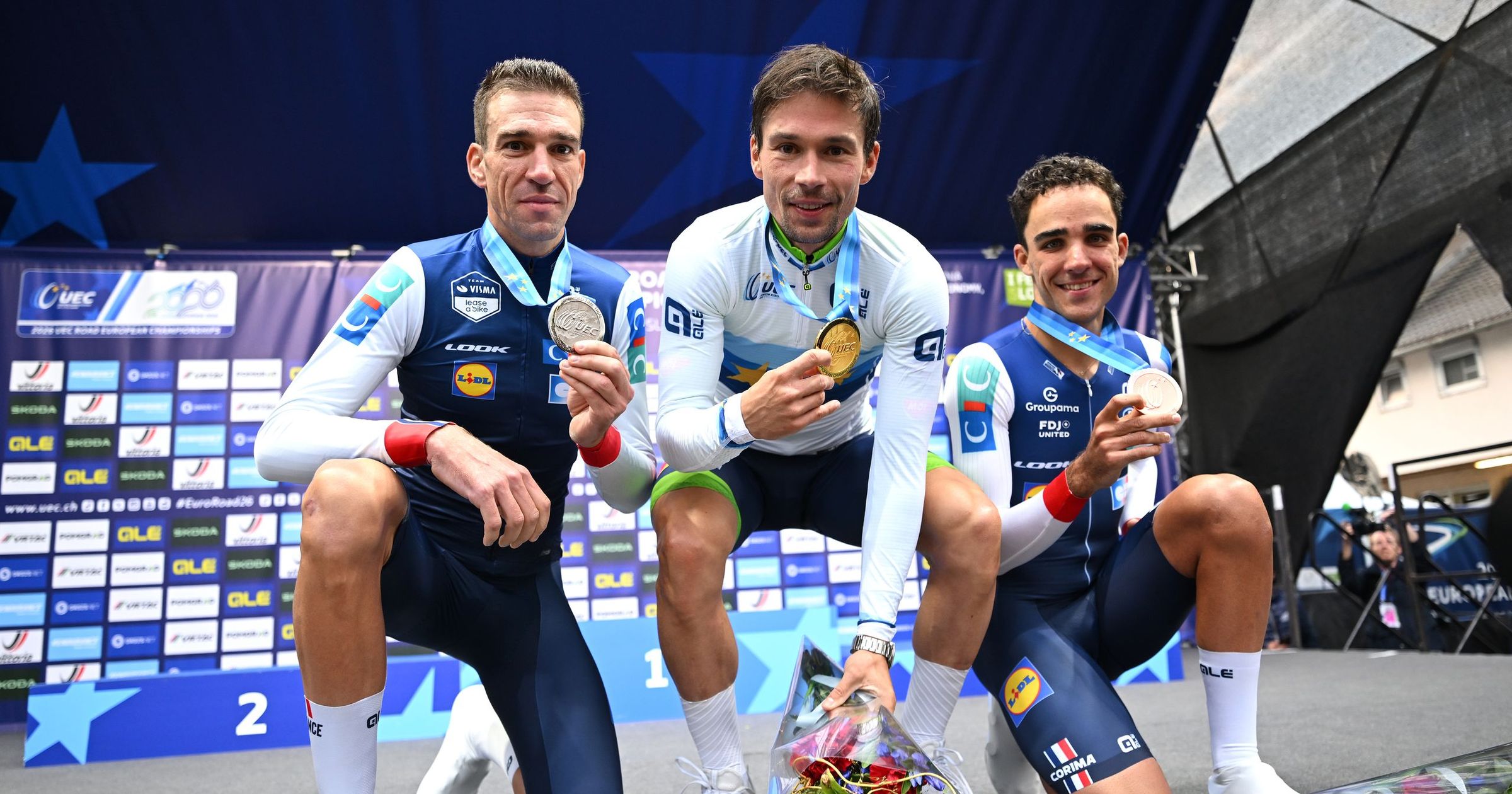 Primož Roglič wins European time trial title ahead of Armirail and Decomble