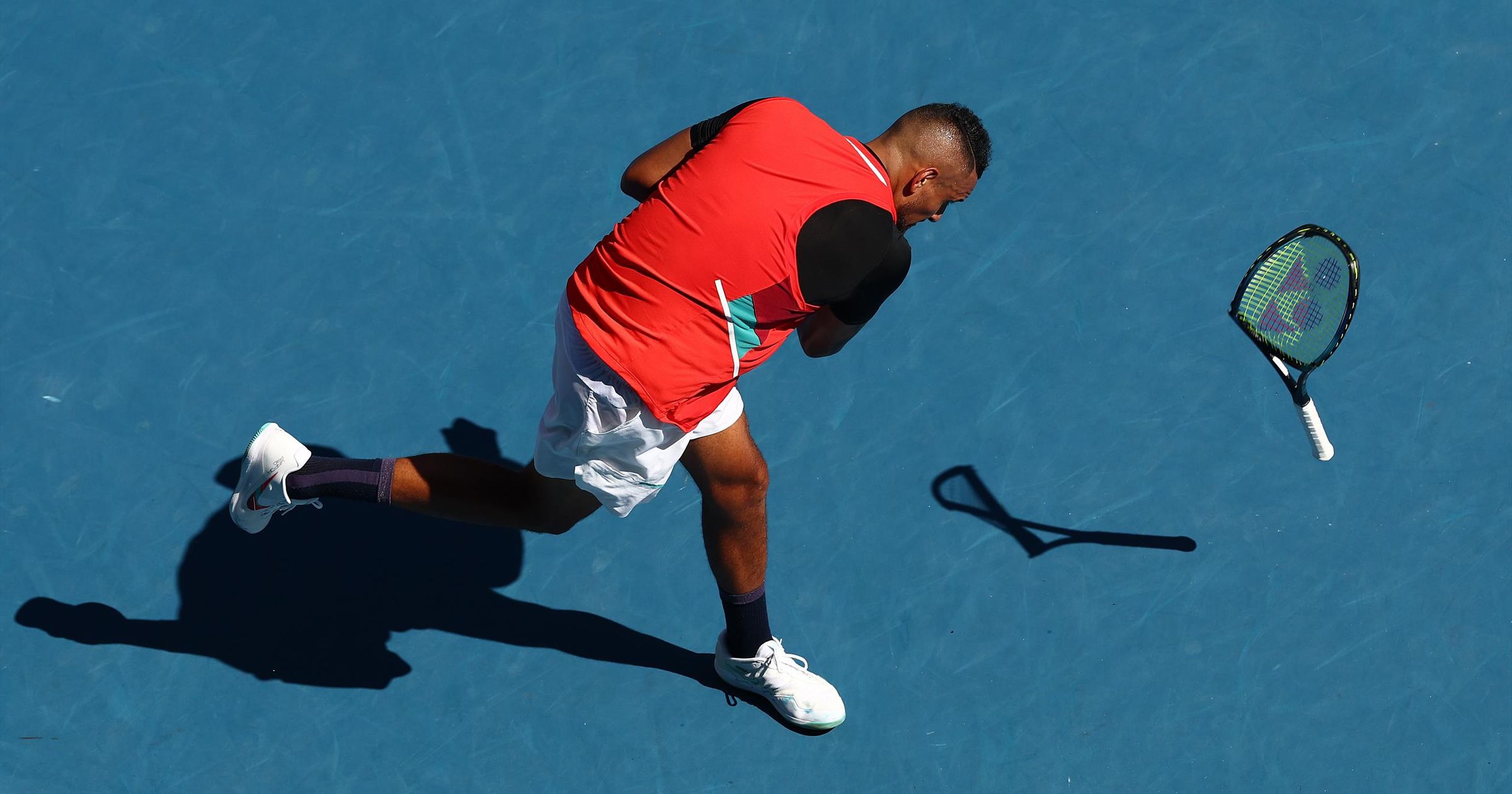 Furious Nick Kyrgios shouts, hits board, destroys racquet in rage ...