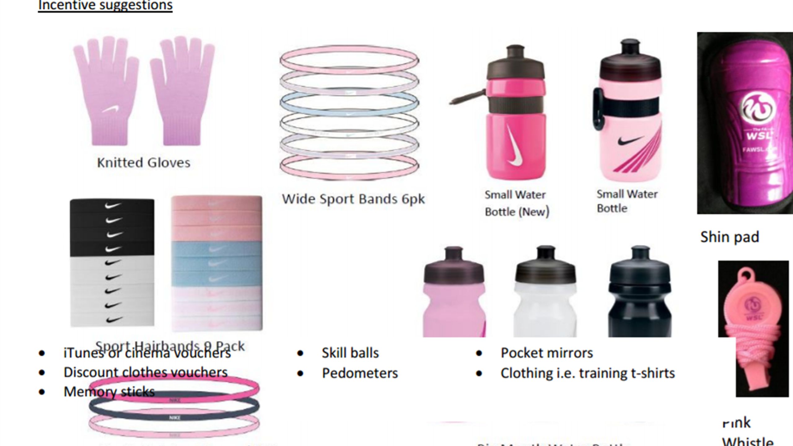 pink whistles and bibs that smell nice