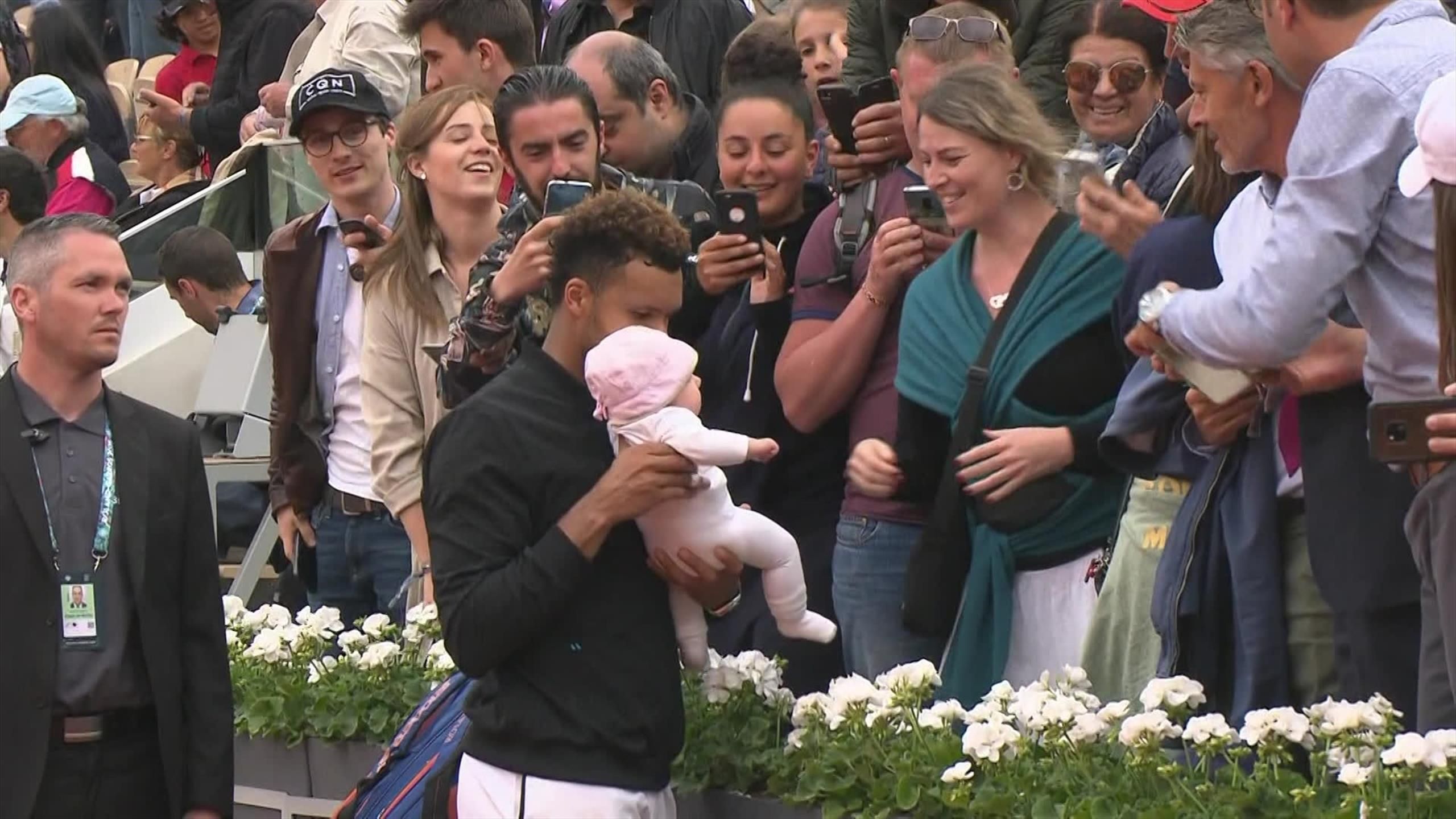 French Open 2019 Jo Wilfried Tsonga Left Holding The Baby Tennis Video Eurosport
