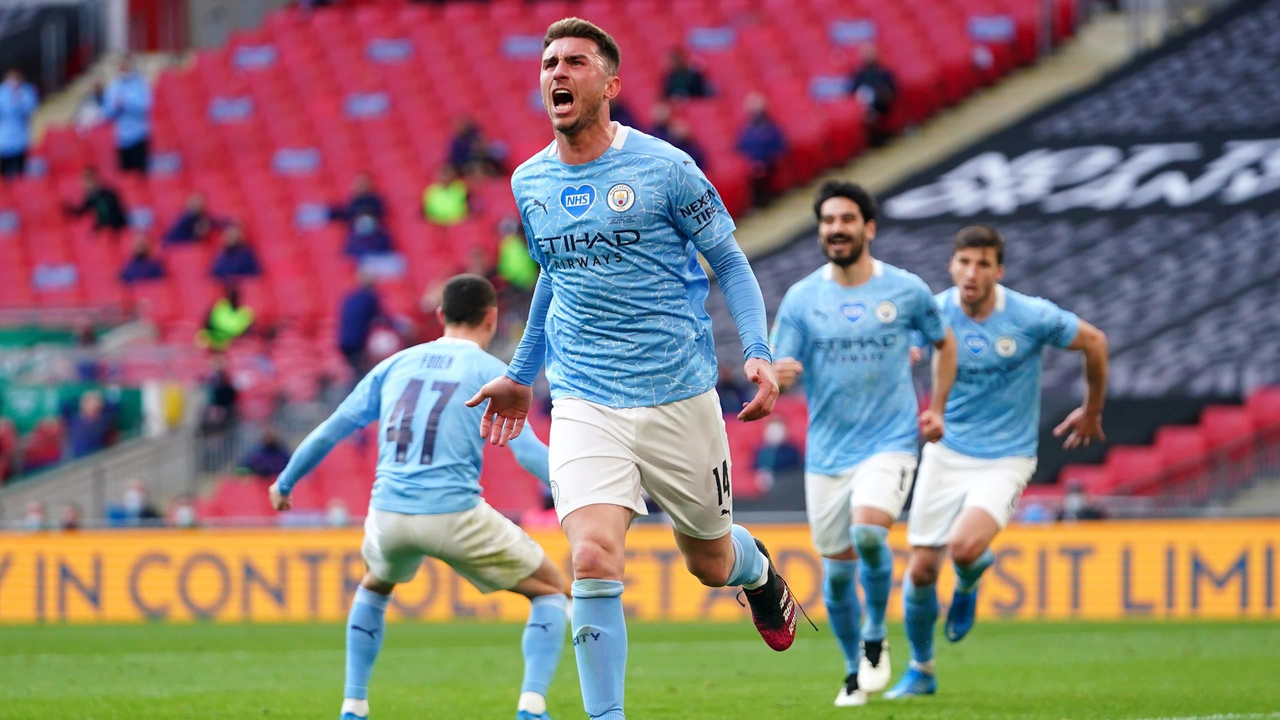 Carabao Cup Mancity Schlagt Tottenham Hotspur Im Finale Laporte Lasst Guardiola Jubeln Eurosport